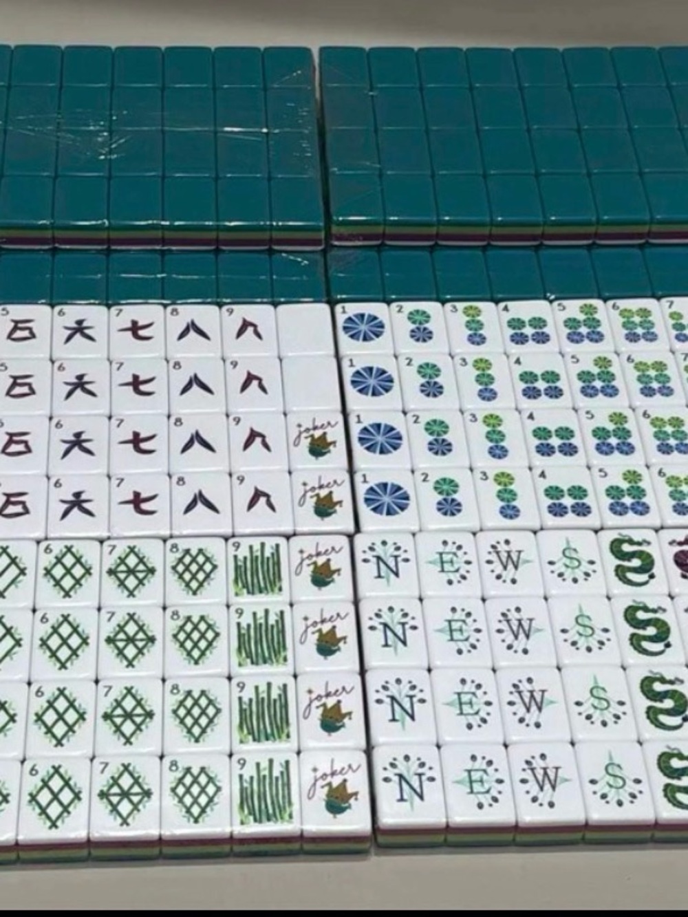 Classic Mahjong Tile Set - teal Back Tiles TILES ONLY